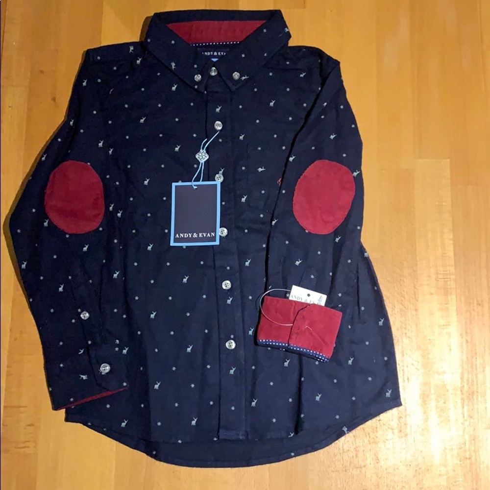 Blue shirt with red detailing